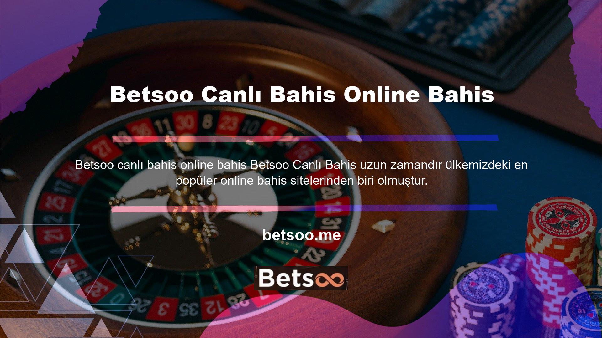 Farklı gerilimler ve farklı oyunlar arayanlar için Betsoo, kullanıcılarına geniş bir canlı bahis yelpazesi sunmaktadır